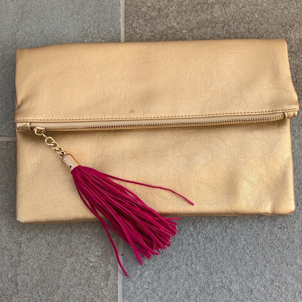 Pink and gold clutch